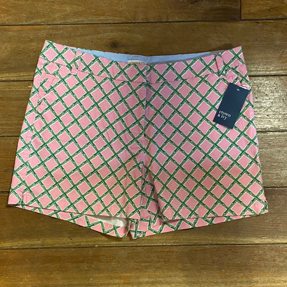 Crown & Ivy Pink and Green Bamboo Women's Bermudas